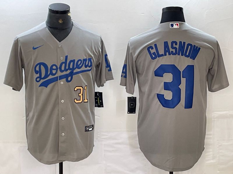 Men Los Angeles Dodgers #31 Glasnow Grey Nike Game MLB Jersey style 10
